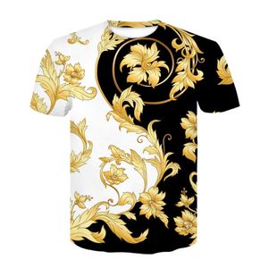 2022 Nieuwe zomer heren D Gold Chain Luxury Gedrukte bloemen T shirt unisex korte mouw White Street Fashion Jacket S XL DX53