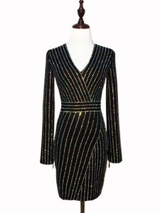 Roma Elbisesi toptan satış-Yeni elbise sonbahar ve kış moda kalın pamuk elastik kumaş Roma elmas parlayan elmas