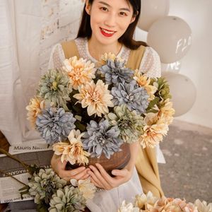 装飾的な花の花輪デラックスローズペオンシルク人工花クリスマステーブル装飾DIYウェディングパーティー秋のローズエコー