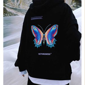 Frauen Hip Hop Hoodies Sweatshirts Schmetterling Print Gothic Langarm Zip Hoodie Y2k Jacke Frauen Hoodies Koreanische Punk Pullover