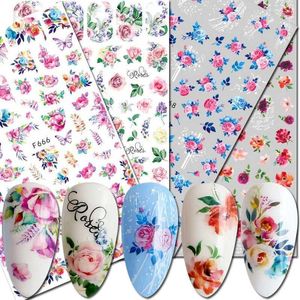 1pcs Self-adhesive Nail Sticker Retro Flower Series Pink Blue Purple Rose Butterfly Design For Manicure Nails Art Tips1 Prud22