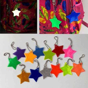 10 pcs crianças refletores de segurança keyrings elegante estrelas reflexivas engrenagem mochilas carrinhos de criança jaquetas cofre refletor seguro chaveiros aa220318