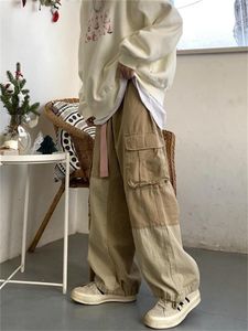 Pantalon masculin cyber ample pour hommes vintage coréen kaki cargo pantalon esthétique mâle jeans décontracté lâche