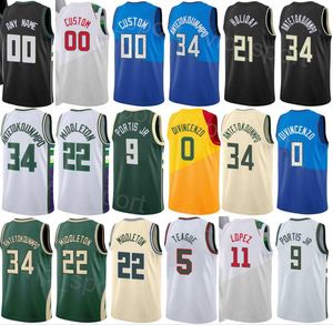 Skärmtryckt basketutkast Pick Marjon Beauchamp Jersey George Hill 3 Brook Lopez 11 Thanasis Antetokounmpo 43 Serge Ibaka 25 Khris Middleton Green Beige