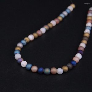 Andere 3Stränge/Lot 8-12mm Titan Farbmischung Natürliche Achate Drusy Geode Runde Perlen Großhandel DIY Halskette Armband Schmuck Machen Rita2