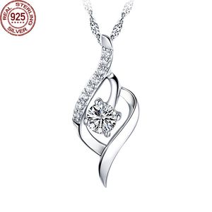 NEU 925 Sterling Silver Heart-formte-Anhänger weibliche koreanische Modelle Luxus Zirkon Set Liebe Halskette Hochzeit Schmuckzubehör Accessoires