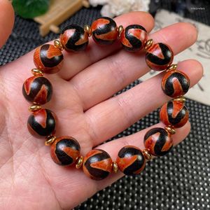 Charmarmband antika tibetanska dzi agater för kvinnor män reiki meditaion röd carnelian chalcedon tiger tänder armband healingcharm inte22