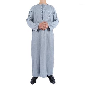 エスニック服ミックスカラーサイズ2022イスラム教徒のトーベアラビア男子長袖ローブラウンドカラーコットンニン