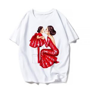 Kobiety dla kobiet w dużych rozmiarach Kobiety T-koszulka graficzna mama córka drukują żeńskie top