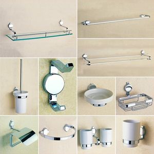 Bathroom Accessories Hardware Liquid Soap Dispenser Wall Mounted Towel Bars Robe Hook Toilet Brush Paper Dish Holder Glass Shelf T200425