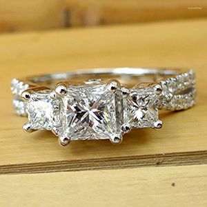 Wedding Rings Huitan Square Cubic Zirconia Women Classic Bands Eternity Bridal Ring High-quality Silver Color Female Jewelry Wynn22