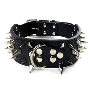 Punk PU Nieten Hundehalsband Haustier Verstellbares Geschirr Spike Kunstleder Hundebedarf C63B 201030