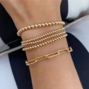 Bracelets de charme aço inoxidável 3 mm de bola manguito para homens homens de cor dourado colorido de cor de metal jóias de declaração de metal 22