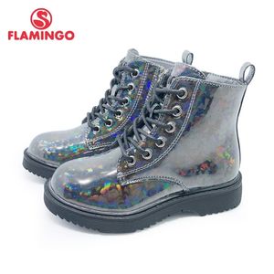 Flamingo marca russa Autumn/Winter Fashion Kids Boots de alta qualidade de couro brilhante Sapatos infantis para menina --2127 LJ201201