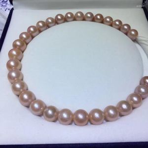 Chains Huge Charming 18"13-15mm Natural South Sea Genuine Pink Round Pearl Necklace For Women Jewelry NecklaceChains ChainsChains Godl2