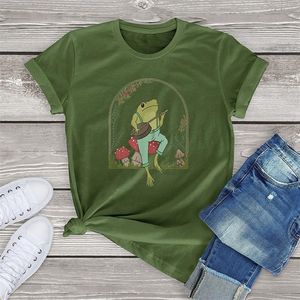 Cute Frog shirt women clothing summer cartoon Cottagecore tops cotton Funny aesthetic shirts unisex Short Sleeve tee men 220321