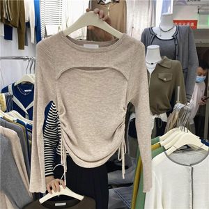 Maglioni da donna lavorati a maglia donna manica lunga Pull Femme maglione lavorato a maglia pullover donna coreano moda capispalla top con coulisse