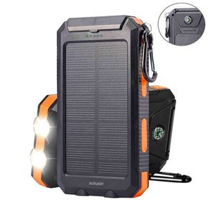 Solar Power Bank Mah Waterproof Portable Solar Charger Power Bank External Battery Power Bank With Led Camping Light J220531