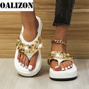 Women Summer Fashion Chain Flip-flops Sandal Slippers Shoes Woman Flat Platform Sandals Casual Flat Slippers Slides 220425