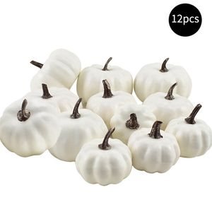 12Pcs Simulation Small Foam Mini Halloween White DIY Craft Artificial Pumpkin Party Wedding Decor Supplies Y201006