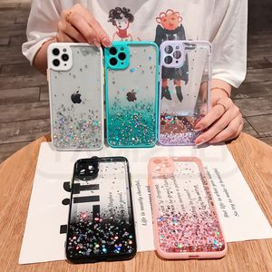 新しいエポキシ勾配キラキラ電話ケースドロップ接着剤透明なクリアカメラポーテクター用iPhone 13 12 Mini Pro Max 11 Pro XS XS XR XS MAX 7 7P 8 8PLUS