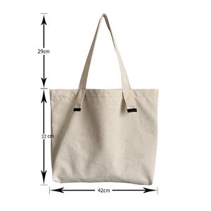 Sacos de compras Moda Moda Solid Color Tote Bag Beige e Black Original Unisex Travel Canvas ECO Shopper Totes Large Toteshopping