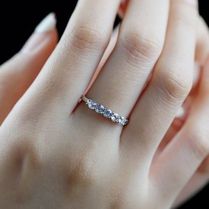 With Box Women Rings 5 PCS Round 5A Cubic Zirconia ring Luxury Jewelry 925 Sterling Silver White Diamond Wedding Engagement Ring For Bride Friend Gift Size 5-10