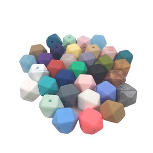 50pcs Silicone Beads 14mm Hexagon Shaped Teether Food Grade DIY Baby Teething Jewelry Necklace Nursing Accessories2516