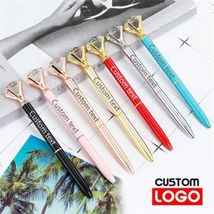 Creative Big Diamond Ballpo Ballpo Pen personalizada Promoção Presente Pen Metal Pen Stationery Nome de letras de atacado 220712