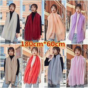 Scarves Luxury Scarf Women Candy Colored Cotton Linen Solid Color Female Shawls Beautiful GiftsScarves Kimd22