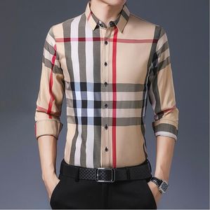 Designer de moda masculina primavera e outono novas camisas de manga comprida para homens jovens xadrez negócios casuais camisas de lapela soltas camisas casuais masculinas