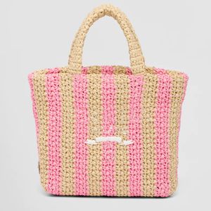 Straw Woven Handbag Women Tote Bag Beach Bag Shopping Purse Shoulder Crochet Hollow Out Print Embroidery Large Capacity Package High Quality New Style