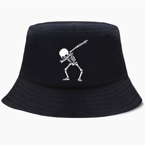 Berretti Cappello da pescatore Berretto Divertente Dabbing Danza del teschio Hip Hop Scheletro Uomo Donna Bob Panama Swag Punk Cappelli da pescatore Cappelli da sole neri Berretti