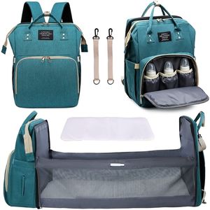 Bolsa de fraldas USB para meninas de meninas Backpack de fraldas com estação de troca com cama de viagem dobrável grande capacidade à prova d'água 220514