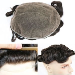 30mm Wave Human Hair Men's Toupee Hair Peice 1Bと1 Jet Black Color Full Swiss Lace Breath IndianVrigin Raw Man Afro Wig