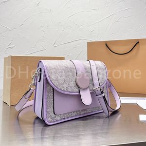 Modische Damen-Designer-Umhängetasche, Taro-Lila, Schultertasche mit Klappe, großes Fassungsvermögen, originelle Umhängetasche aus Stoff, Briefdruck, Kontrastfarbe