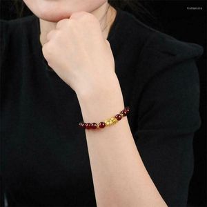 Beaded Strands Women Men Feng Shui Buddha Bracelet Golden Piuxiu Charm Lucky Natual Red Black Beads Couple Brave Wealth Trum22