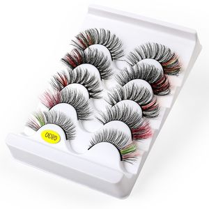 Fabbricazione a mano riutilizzabile Disordy Color 3D Fake Eyelashes Morbido Vivido Natural Spessa Riccia Multilayer False Ciglia Estensione Facile da indossare