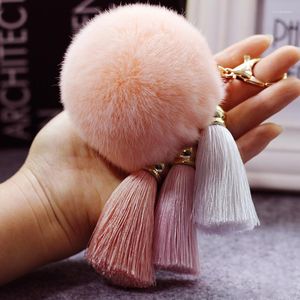 Keychains Fluffy Pompom Women Faux Fur Ball Pendant Car Key Rings Holder Charm Tassel Cute Chain Handbag Jewelry Gift Miri22