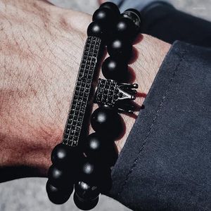 Bracelets de charme 2022 CLASS CROONH Retângulo Men Moda Moda Matte Stone Bad for Jewelry Gift Kent22
