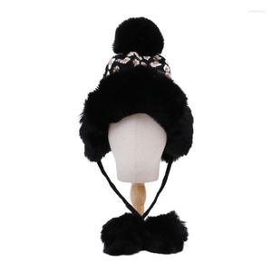Beanie/Skull Caps Lei Feng Hat Leopard Print Pompom Wool Lovely Knitted Warm Cap Wild Personality Outdoor Fall Winter Snow Ski Pros22