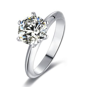 Band Ringar med Moissanite Diamond Crystal Wedding Rings Luxury Sterling Silver Six Claw CT Ring Shining Attraktiva Smycken PT950T Pläterad