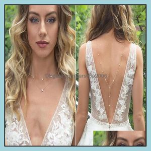 Pendant Necklaces Pendants Jewelry Backdrop Necklace Beautif Crystal Rhinestone Back Or Gold Chain Wedding Party Prom Drop Delivery 2021 J