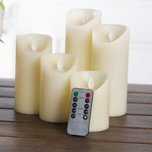 Flameless Candles Flickering Flames LED Remote Night lights with Timer Real Wax Pillar 10-Key Control Reusable Ivory Bathroom Kitchen