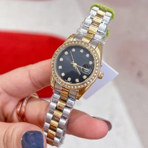 Luxury Gold Women Watch Top Brand 28mm designer armbandsur Diamond Lady Watches for Womens Valentine's Christmas Mother's Day Gift rostfritt stål Bandklocka 456