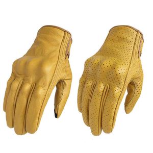 Motorcycle Gloves Touch Screen Leather Yellow Tactics Glove Men Women Bike Cycling Full Finger Motorbike Motor Motocross Luvas