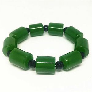 Sieraden heren natuurlijke jade armband groen ylinde edelsteen kralen armband amulet