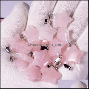 Encantos de cristal natural opala rosa quartzo olho de tigre pedra em forma de estrela pingente para brinco diy colar joalheria nanashop dhybi