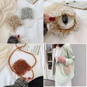 Evening Bags Clutch 2022 New Beaded Small Purses Women s Wallet Trendy Texture Transparent One Shoulder Messenger Bag Handmade 220513