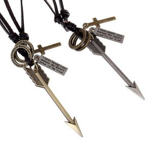 Retro Lettera ID Anello Charm Freccia Collana Croce Collane a catena in pelle regolabili per donna uomo Regalo di gioielli di moda volontà e sabbia